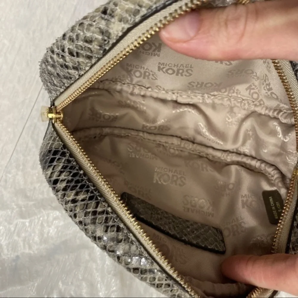 Michael Kors python embossed snakeskin embossed leather cosmetic pouch